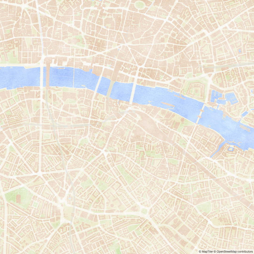 Aquarelle — watercolour painted map style